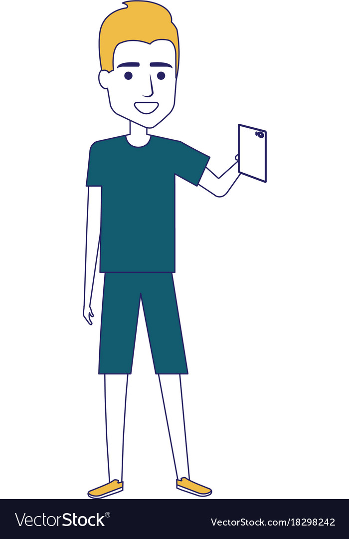 Man using smartphone character