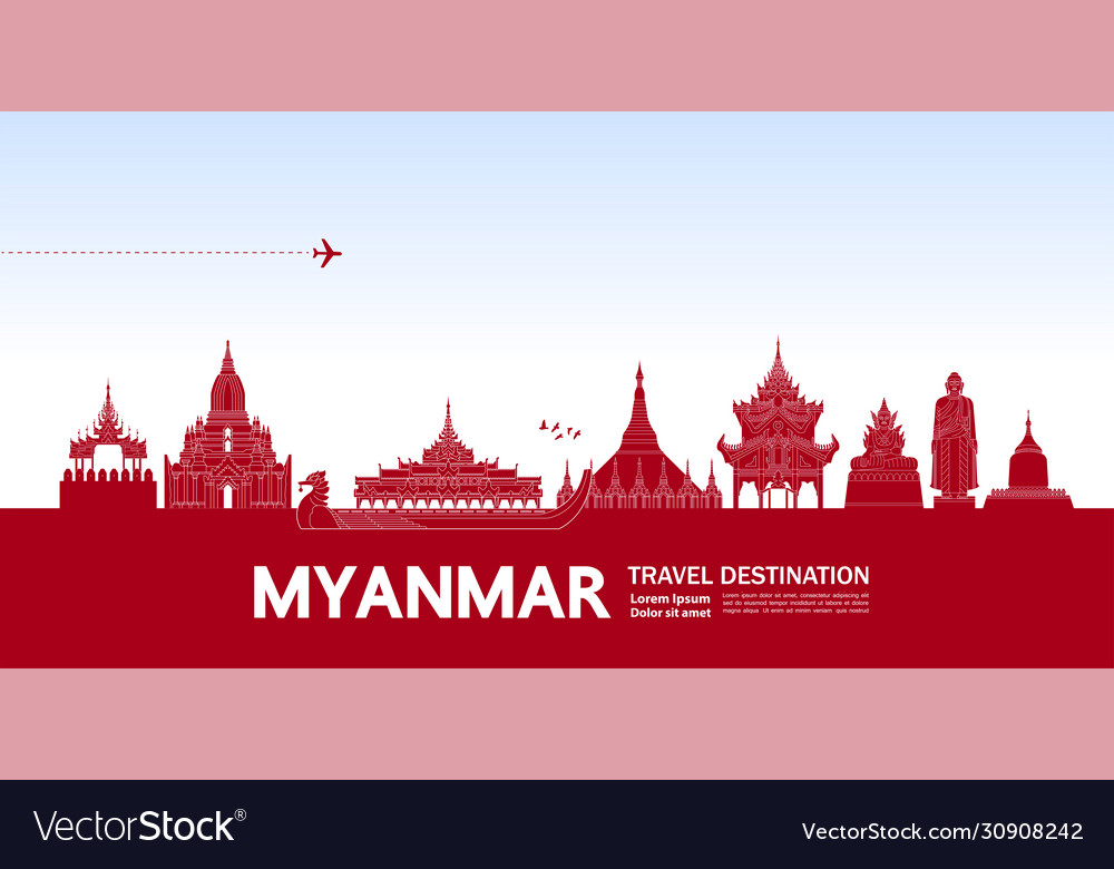 Myanmar Travel Destination Royalty Free Vector Image Myanmar Travel Destination Royalty Free Vector Image