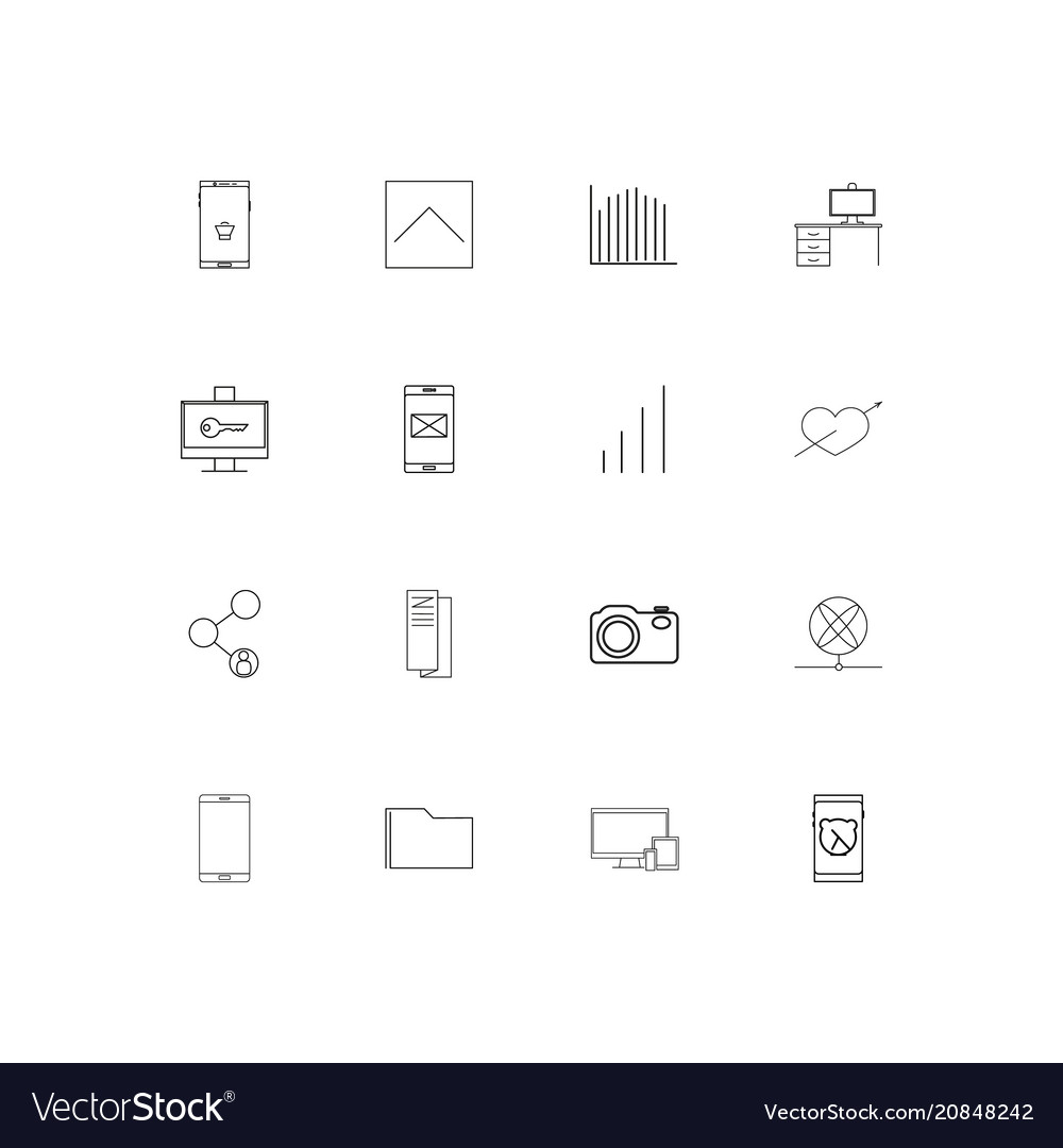 Network and database linear thin icons set