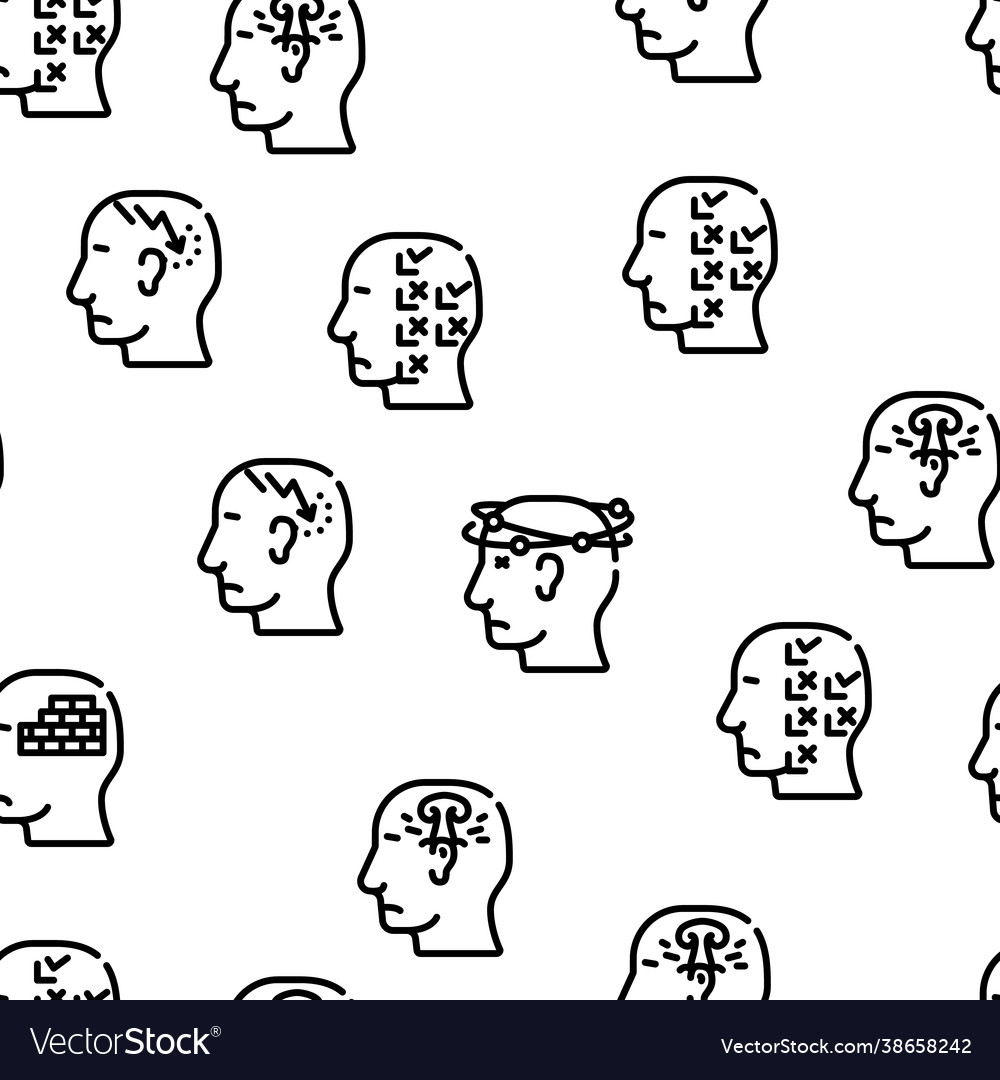 Neurosis brain problem seamless pattern vector image Neurosis brain problem seamless pattern