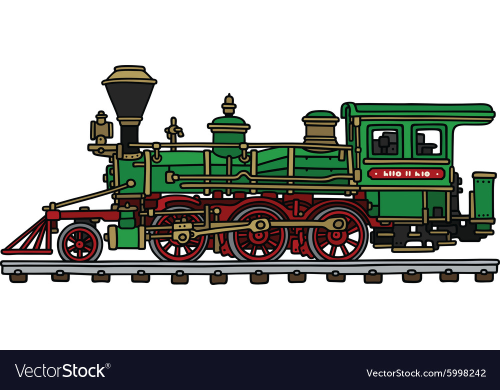 Old green american steam locomotive Royalty Free Vector