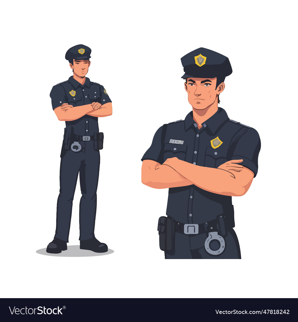 Police officer in standing pose Royalty Free Vector Image