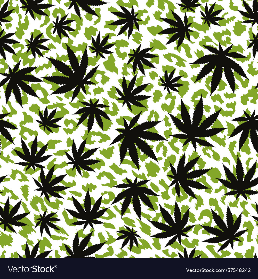 Seamless pattern cannabis leaves