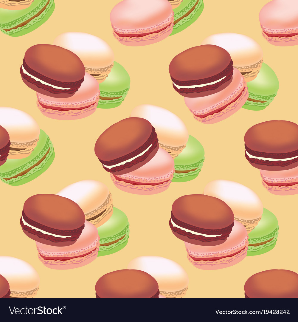 Seamless pattern with colorful macaroon cookies