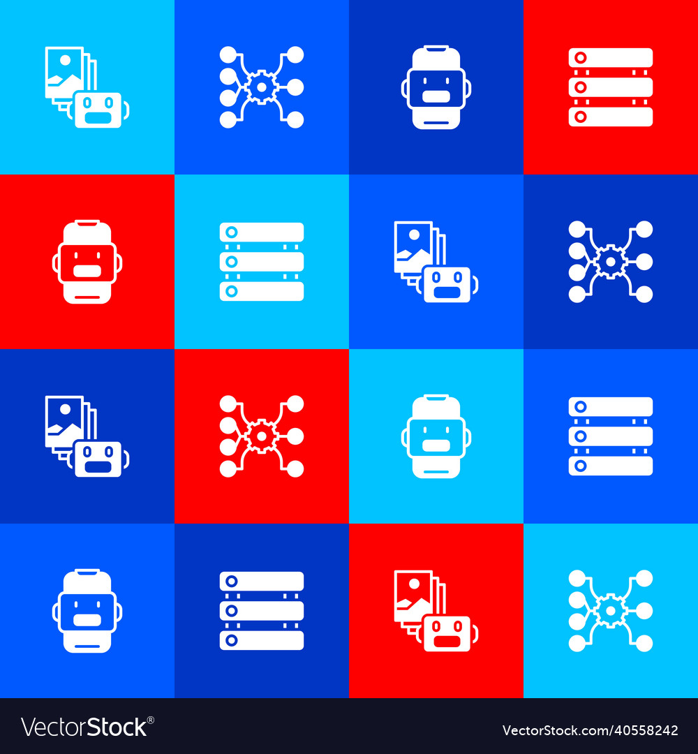 Set artificial intelligence robot neural network vector image Set artificial intelligence robot neural network