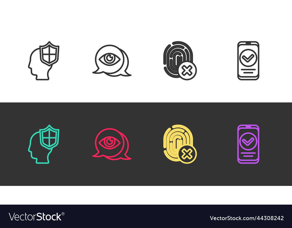 Set line head with shield eye scan cancelled vector image Set line head with shield eye scan cancelled