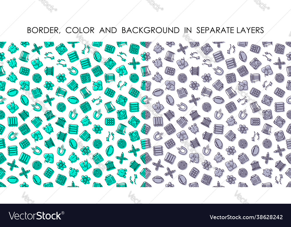 Set seamless patterns with linear icons
