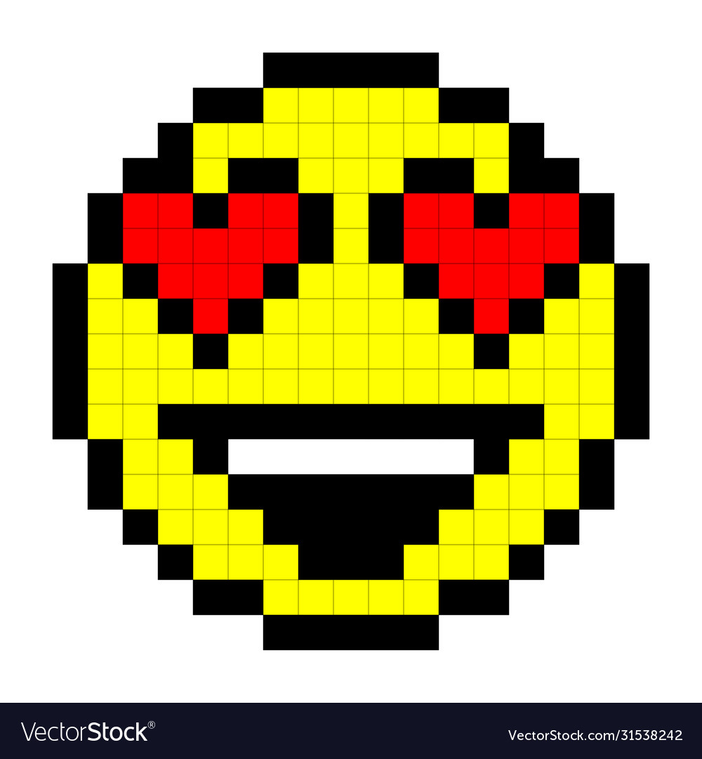 Smiley pixel art style on white background Vector Image