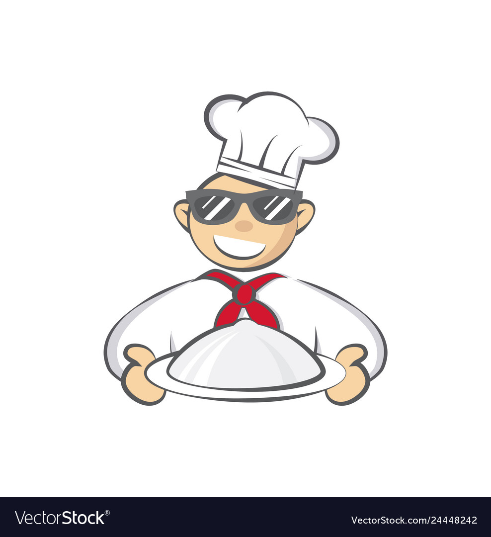 Smiling chef cartoon character on white vector image Smiling chef cartoon character on white