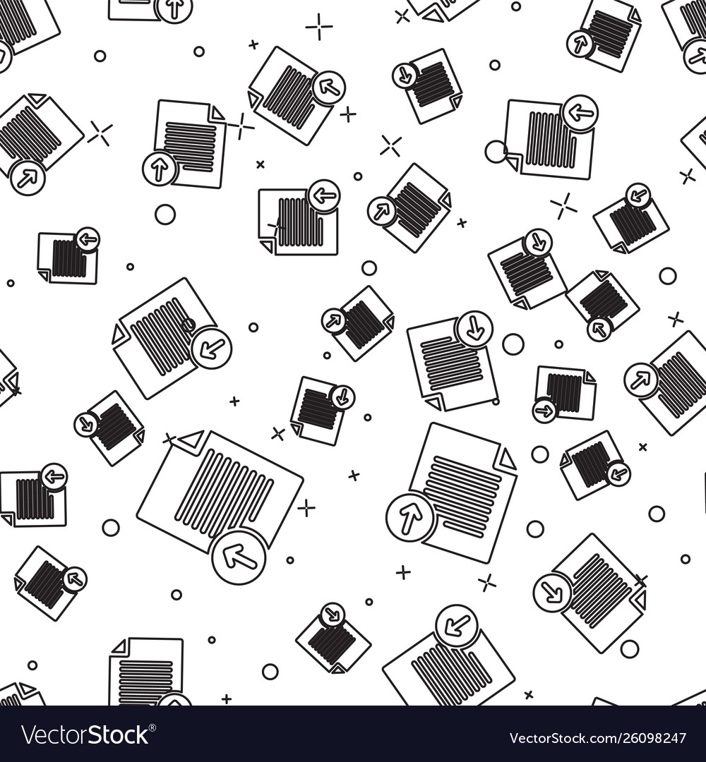 Black upload file icon isolated seamless pattern vector image Black upload file icon isolated seamless pattern