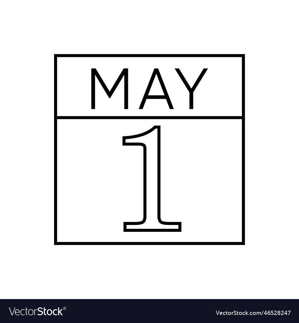 Calendar 1st of may flat icon on white background Vector Image