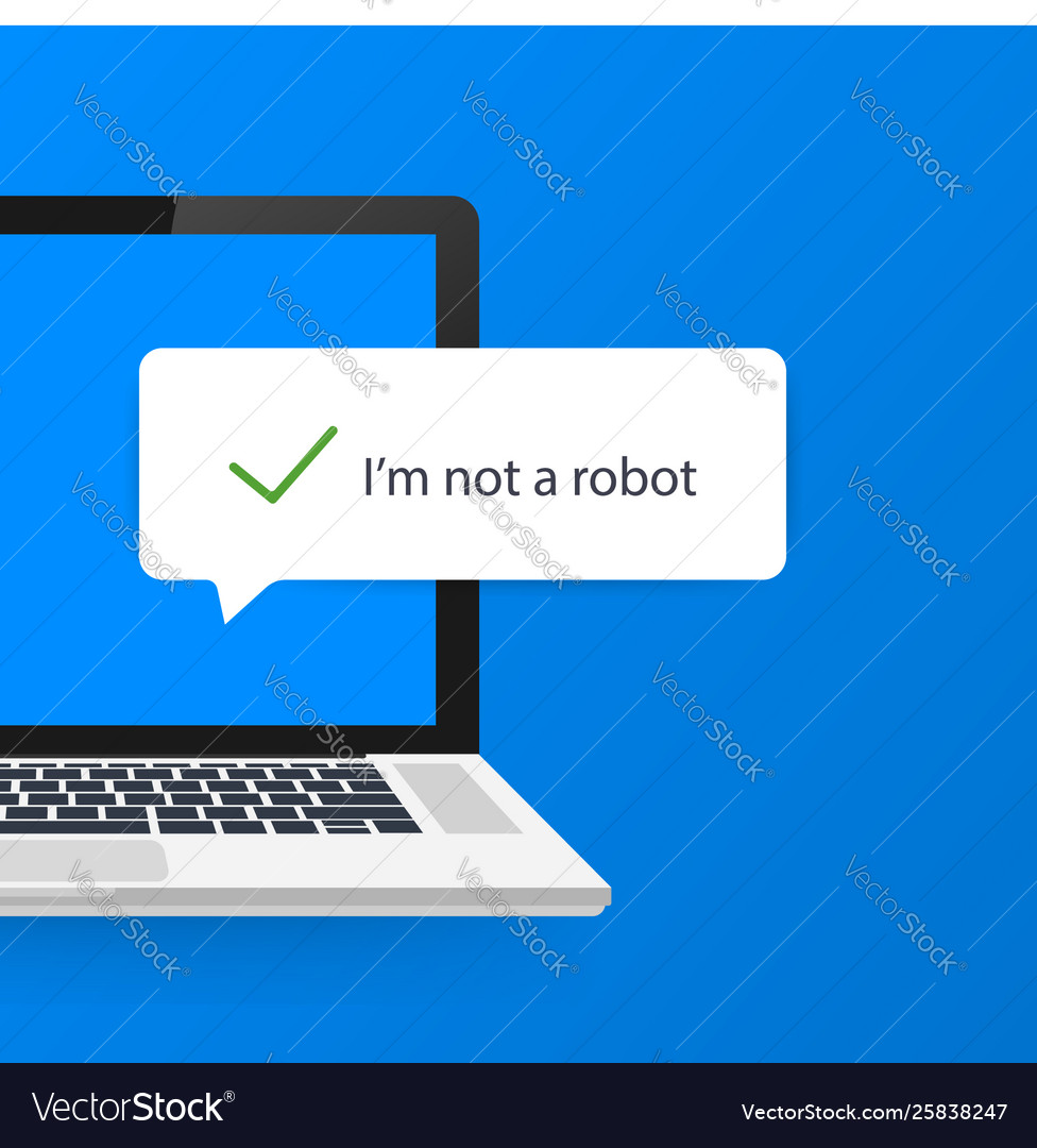Captcha i am not a robot on laptop screen stock