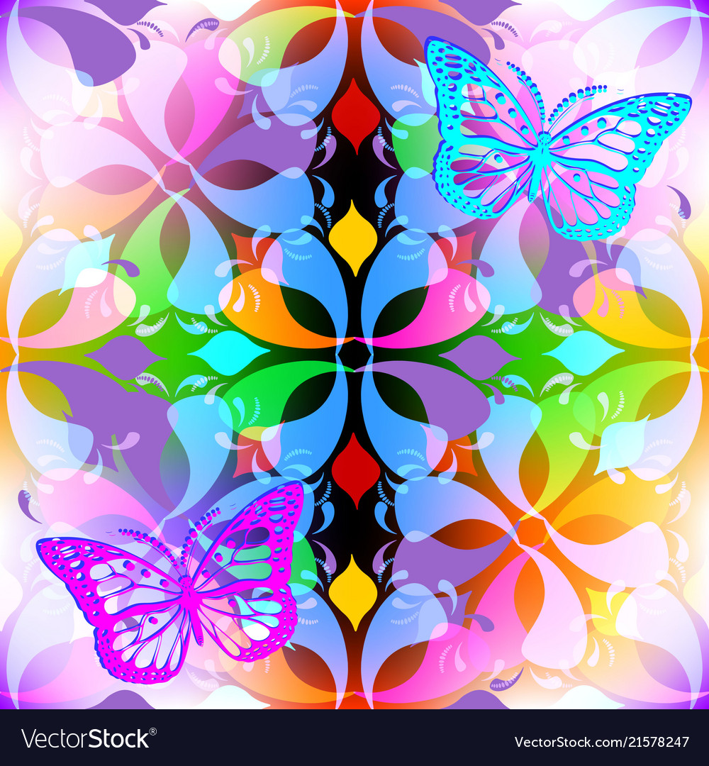 Colorful floral glowing spring summer seamless Vector Image