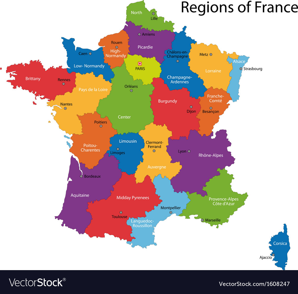 France Map Royalty Free Vector Image VectorStock   France Map Vector 1608247 