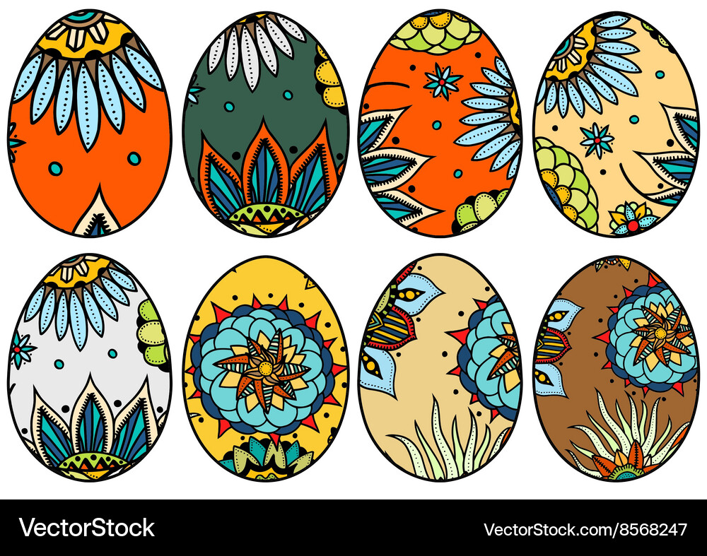 Hand drawn easter eggs Royalty Free Vector Image