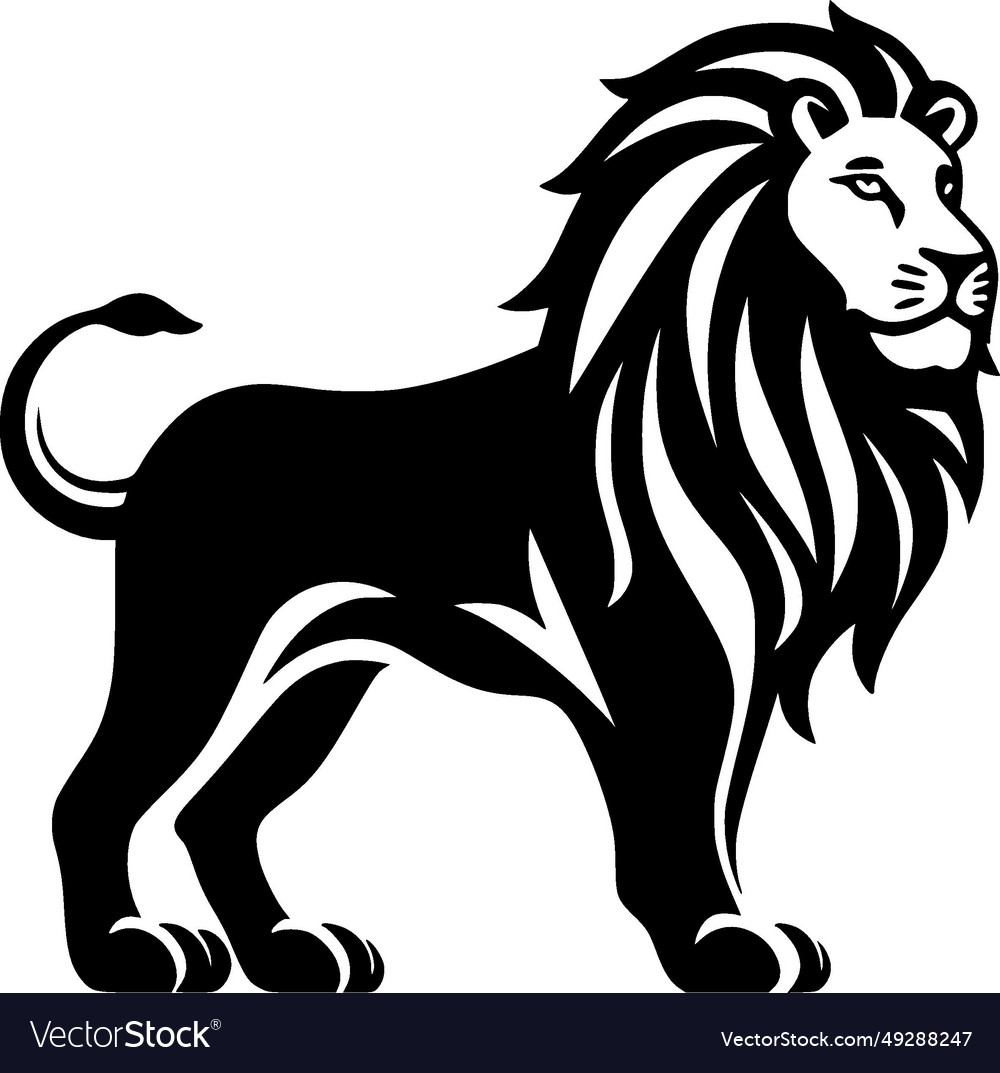 Lion - black and white Royalty Free Vector Image