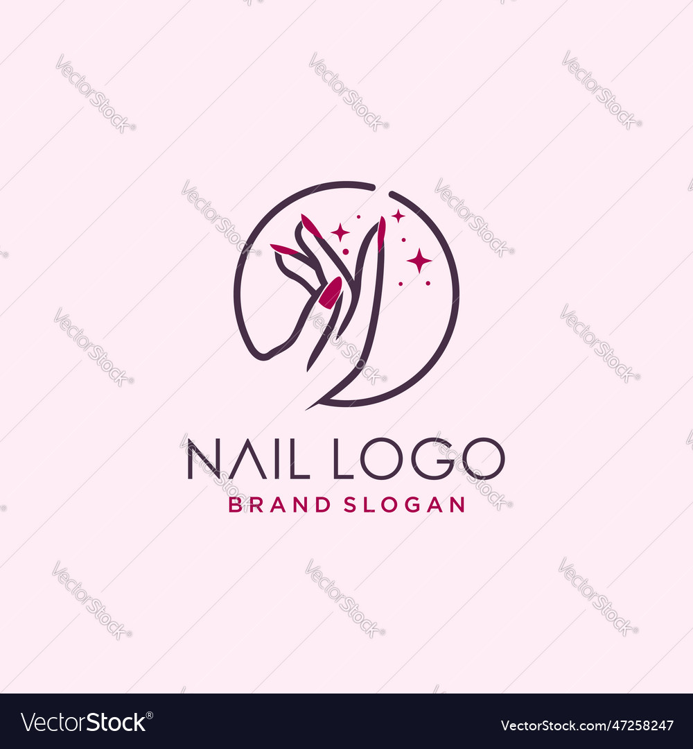 Nail polish logo design for beauty care Royalty Free Vector