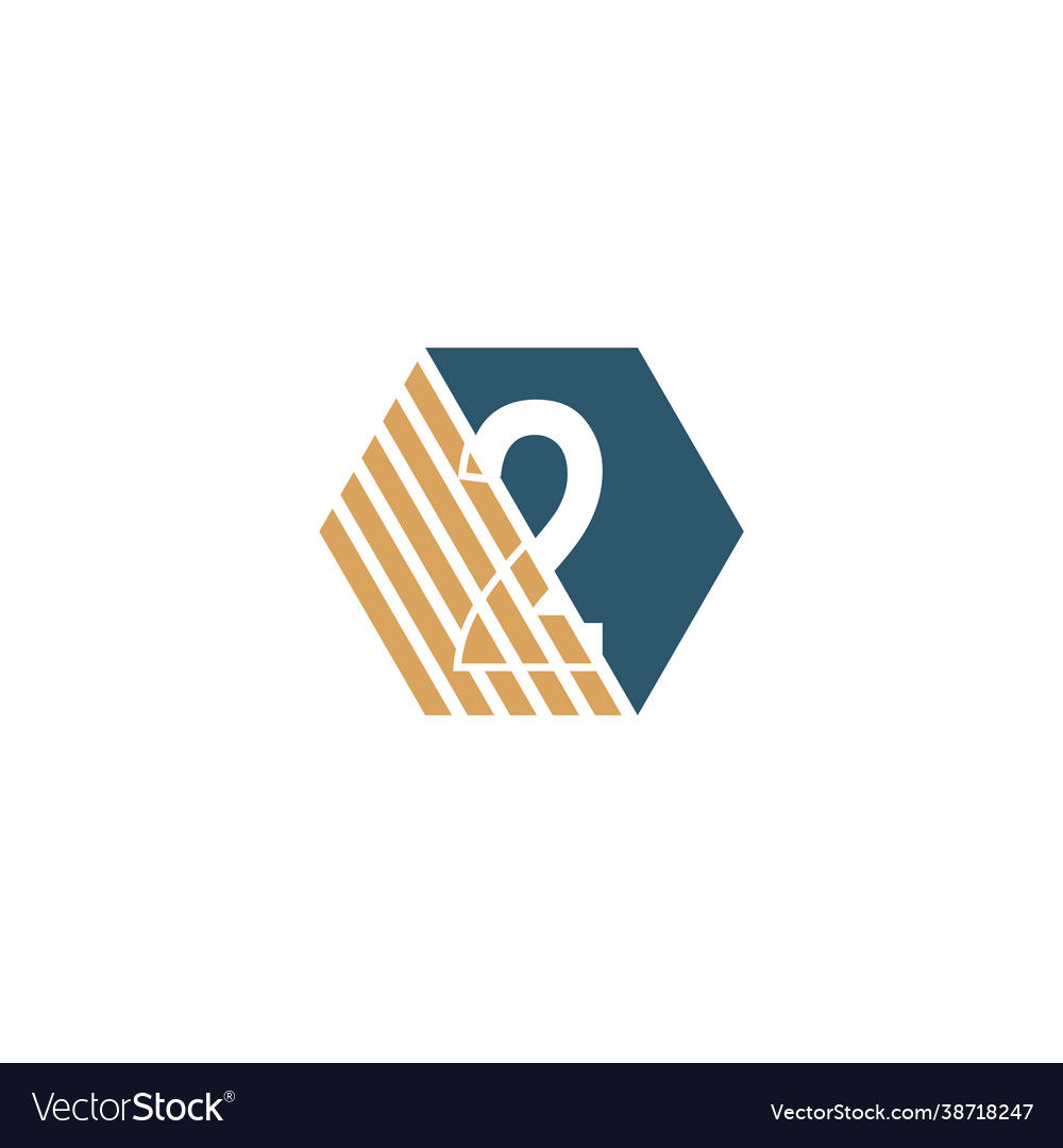 Number 2 behind hexagon with strip design Vector Image Number 2 behind hexagon with strip design
