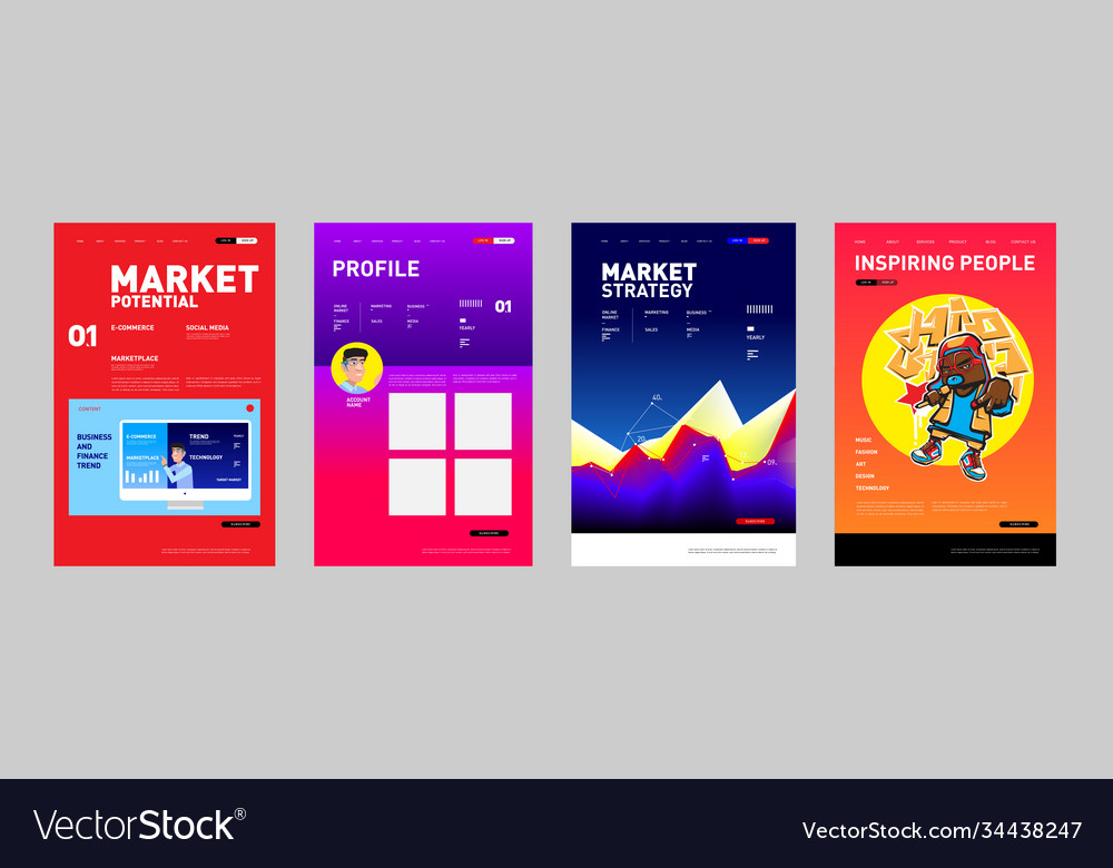 Presentation and website interface layout design Vector Image Presentation and website interface layout design
