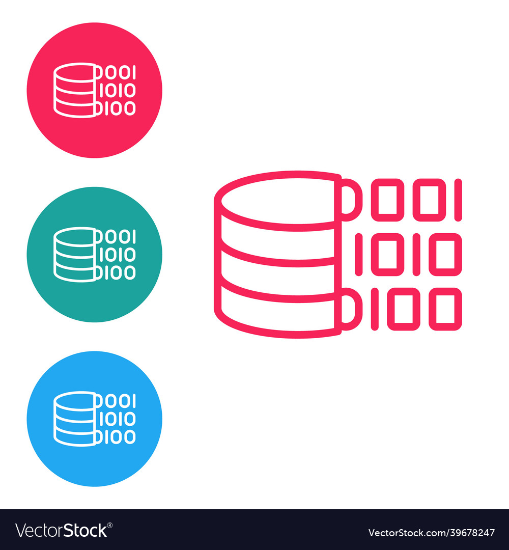 Red line binary code icon isolated on white vector image Red line binary code icon isolated on white