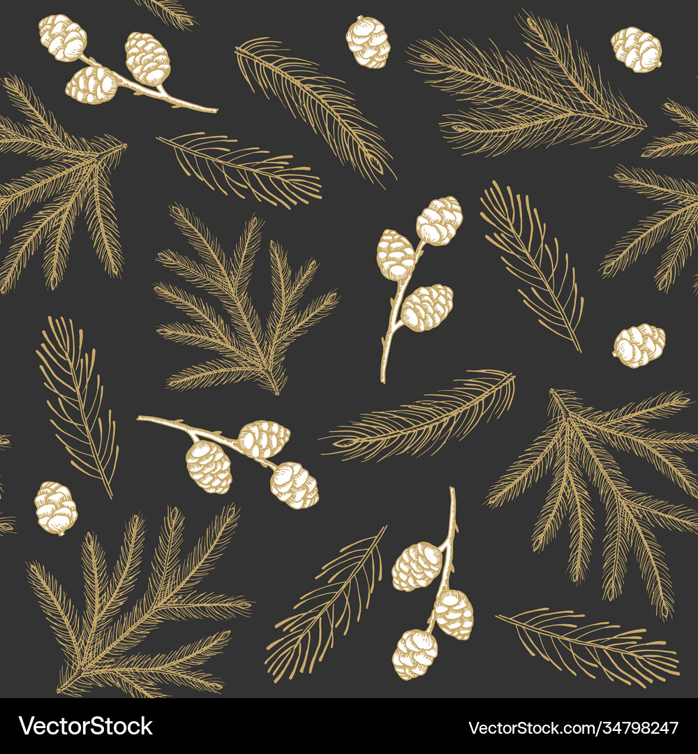 Seamless pattern with christmas tree decorations Vector Image