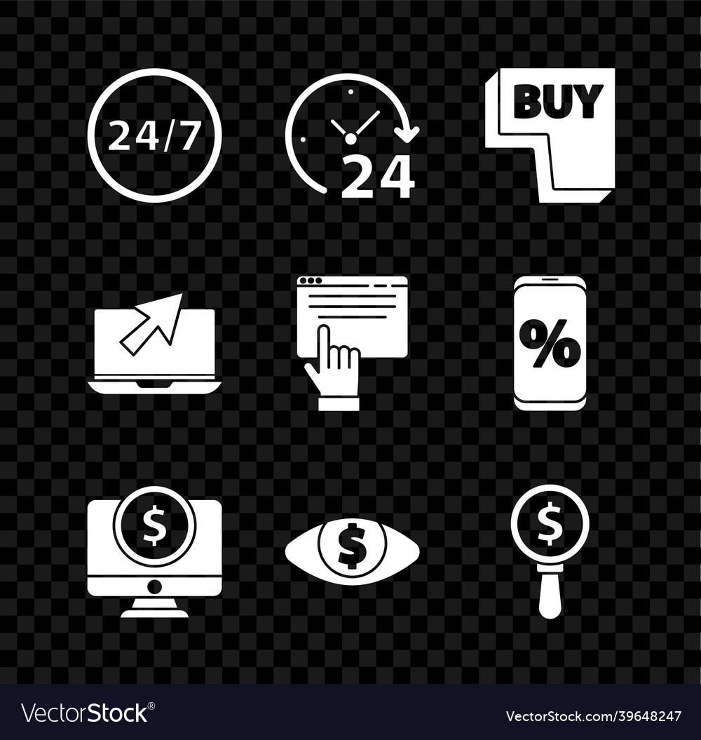 Set clock 24 hours buy button computer monitor vector image Set clock 24 hours buy button computer monitor