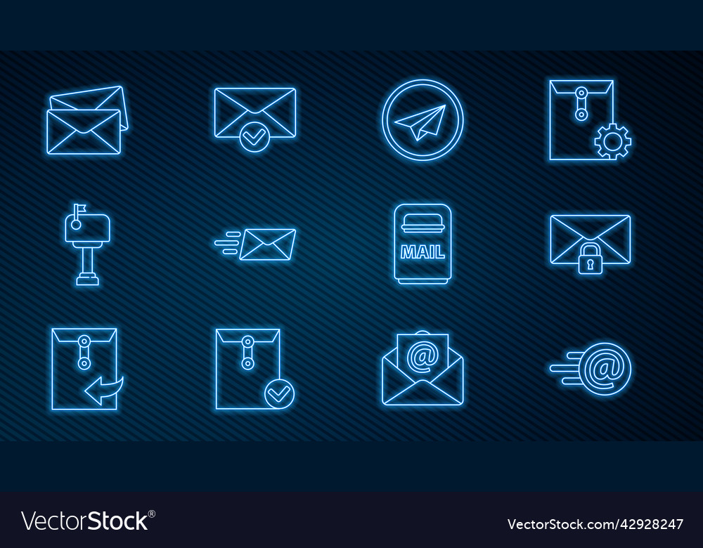 Set line mail and e-mail message lock password vector image Set line mail and e-mail message lock password