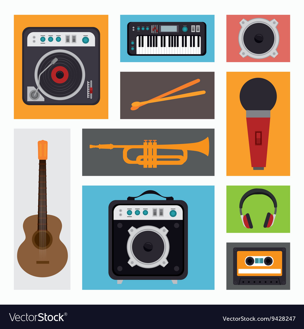Set the music industry devices isolated icon