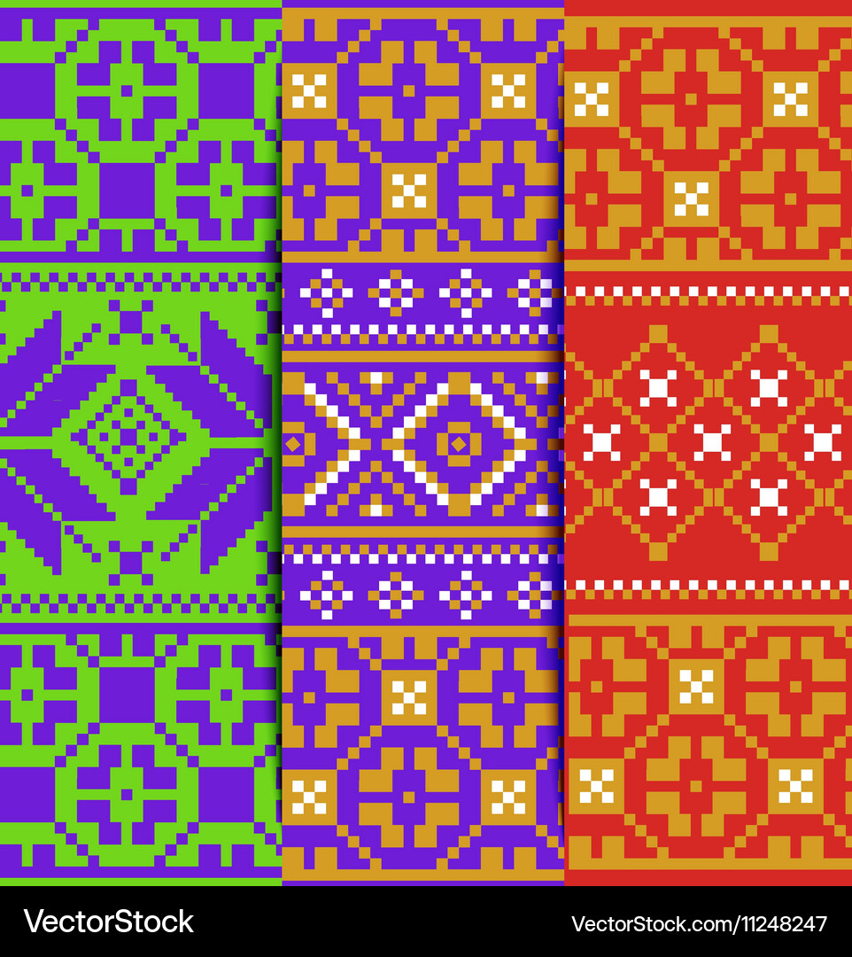 Set winter knitted pattern Royalty Free Vector Image