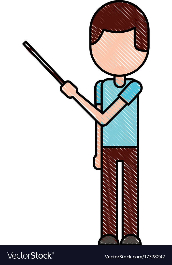 Teacher with pointer showing lesson