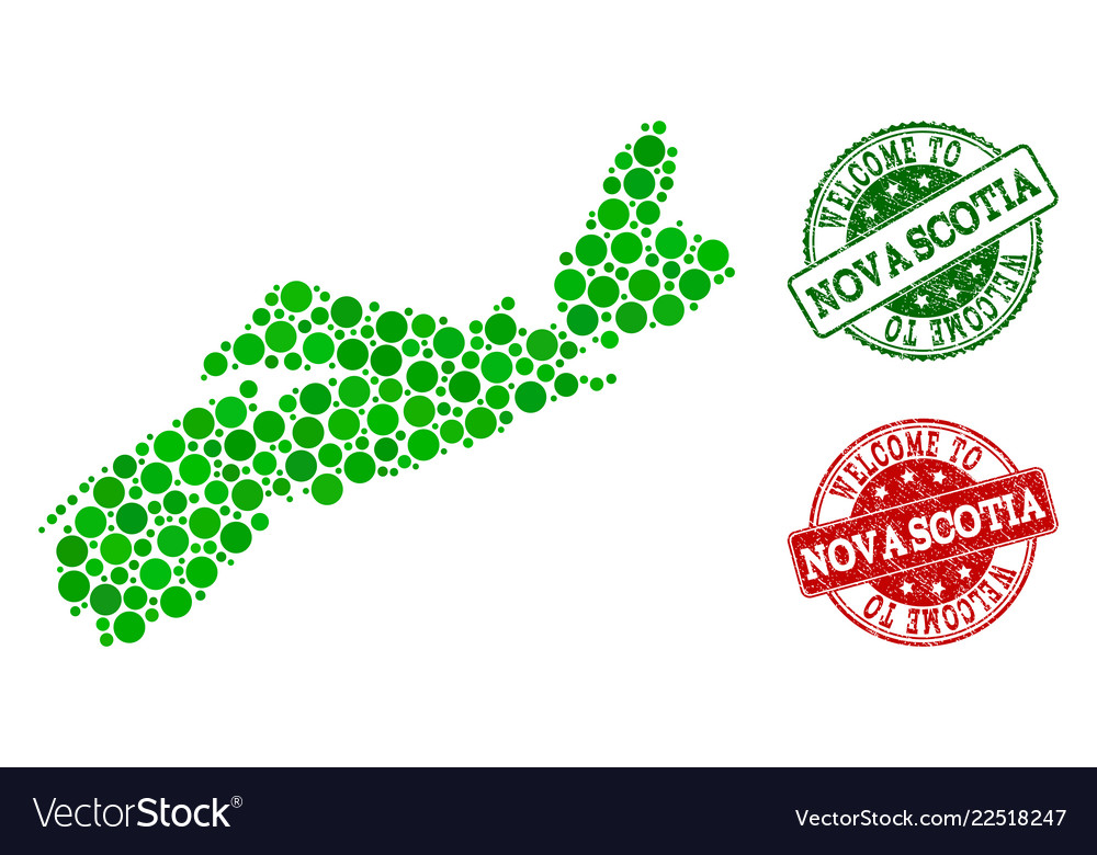 Welcome collage of map nova scotia province Vector Image Welcome collage of map nova scotia province