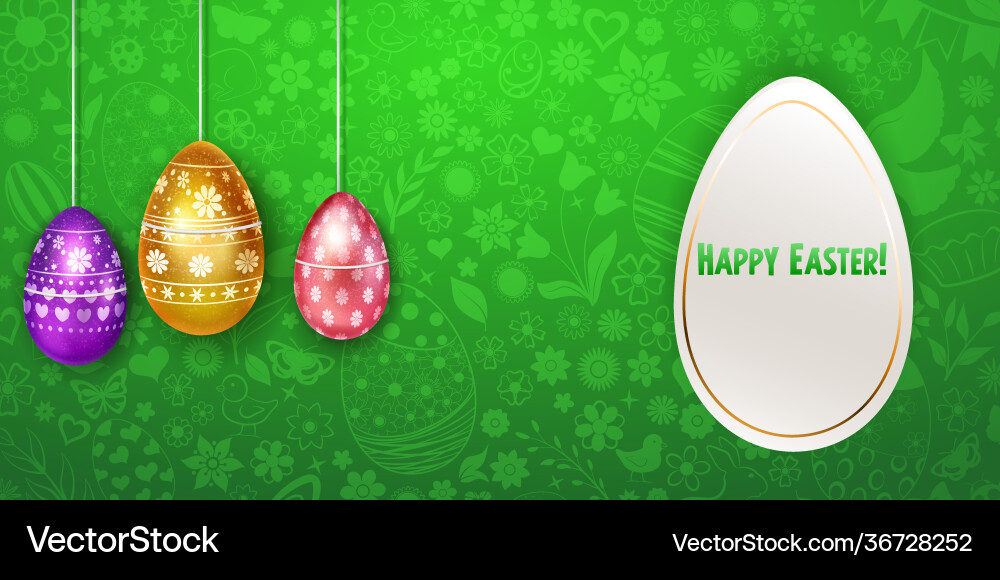 Background with hanging easter eggs Royalty Free Vector