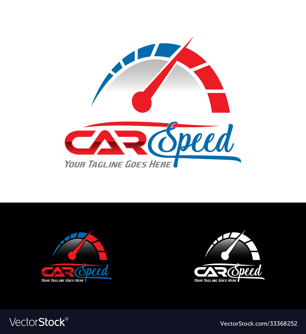 Car speed logo in blue and red color combo