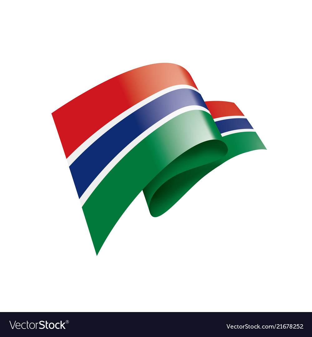 Gambia Flagge auf einem weißen