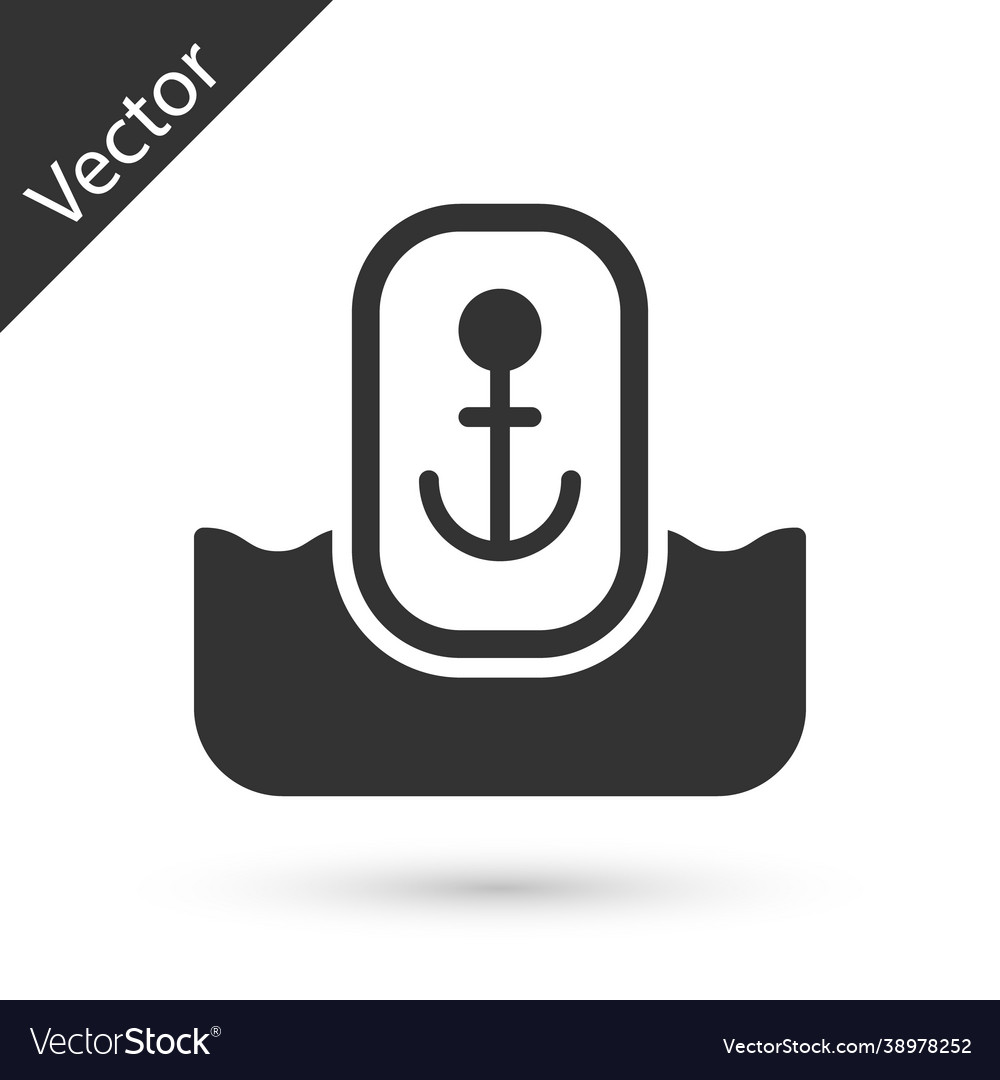 Grey map pointer with anchor icon isolated vector image Grey map pointer with anchor icon isolated