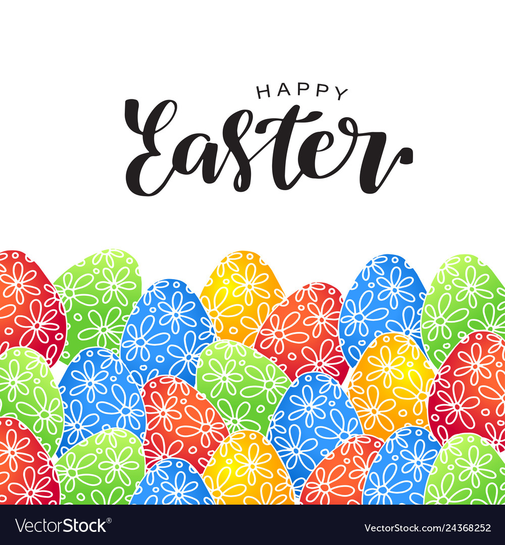 Happy easter lettering card with eggs