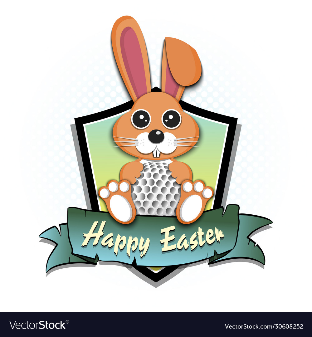 Happy easter rabbit with golf ball Royalty Free Vector Image