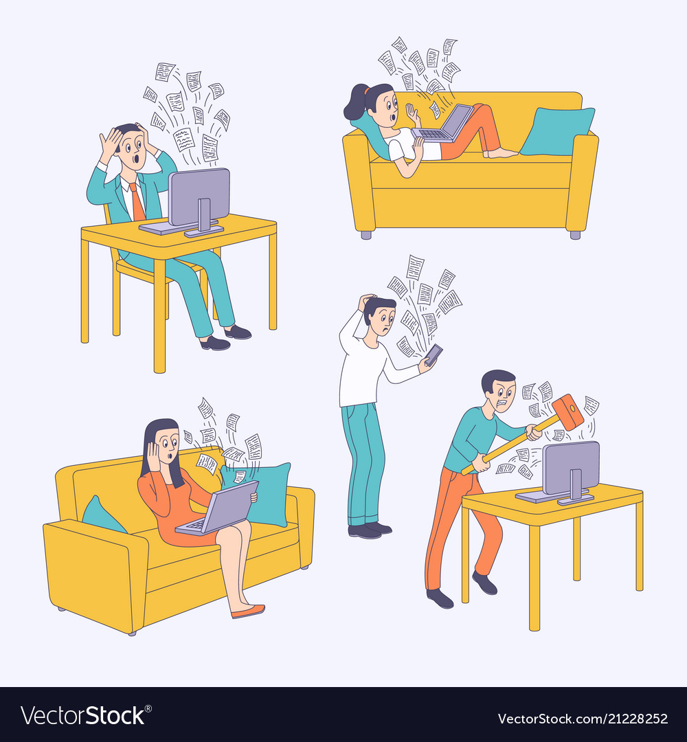 Information overload concept set vector image Information overload concept set