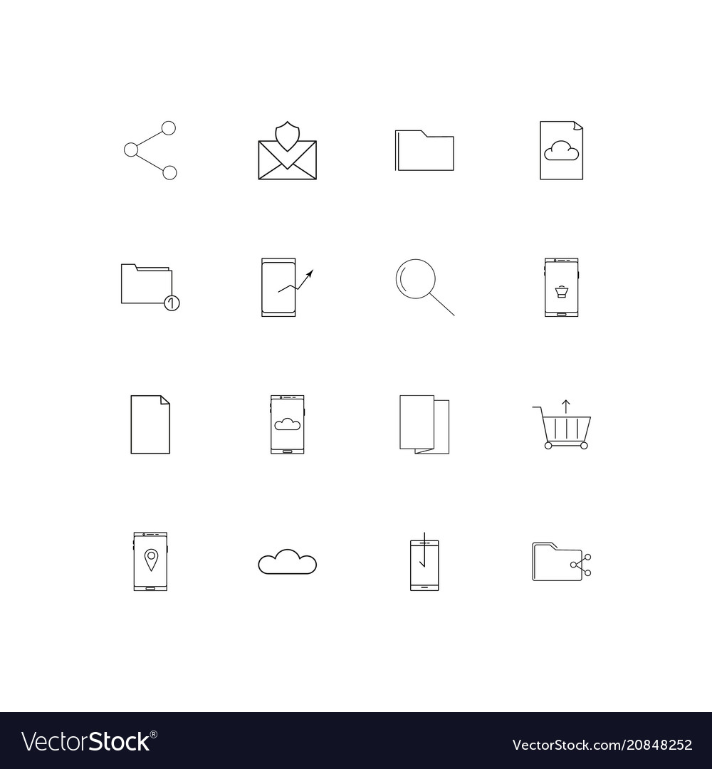 Network and database linear thin icons set