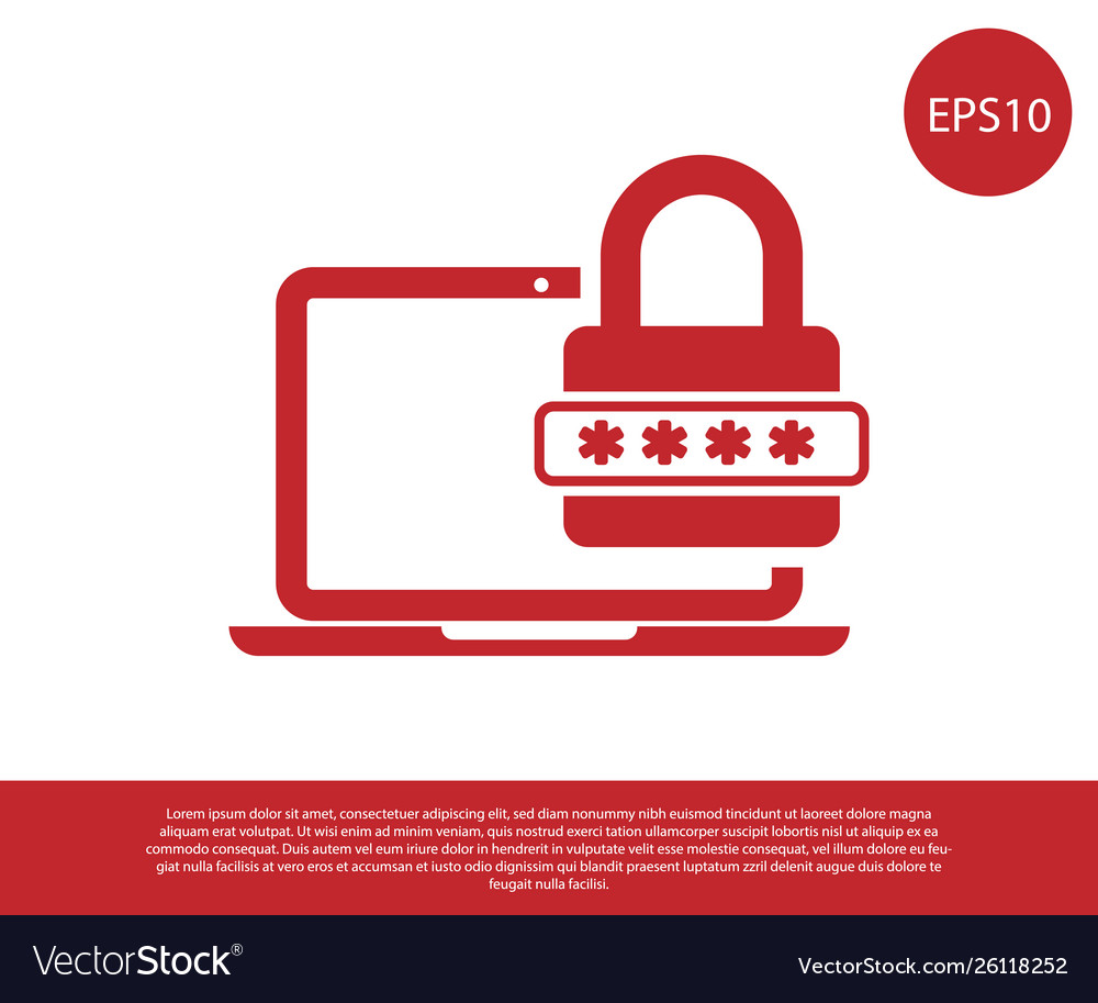 Red laptop with password notification and lock Vector Image Red laptop with password notification and lock