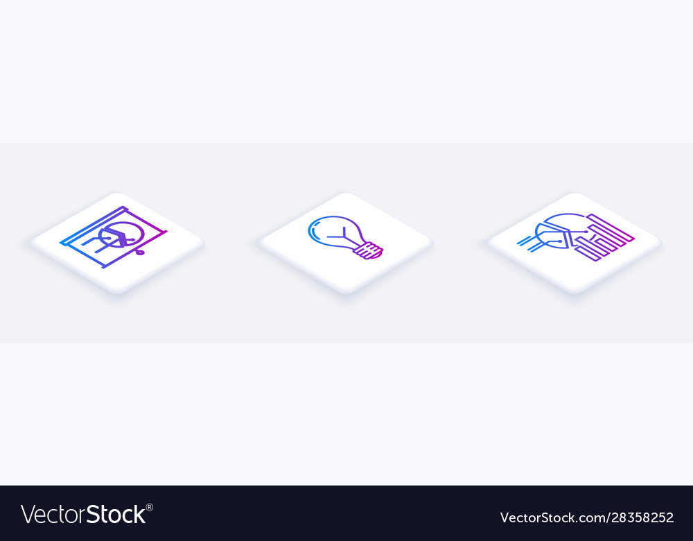 Set isometric line board with graph chart light Vector Image Set isometric line board with graph chart light