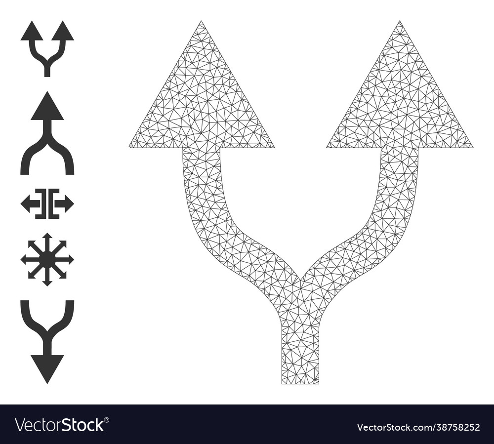 Web mesh split arrows up icon with simple glyphs