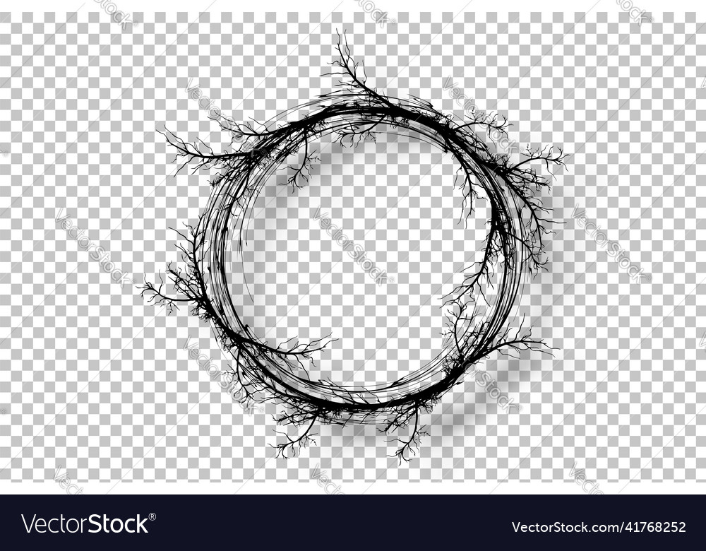 Wreath of branches a realistic round frame border vector image Wreath of branches a realistic round frame border