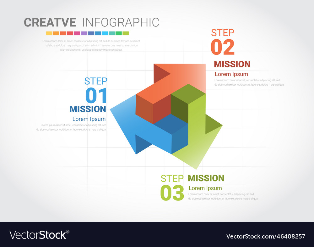 Arrow infographic template with numbers 3 option Vector Image Arrow infographic template with numbers 3 option