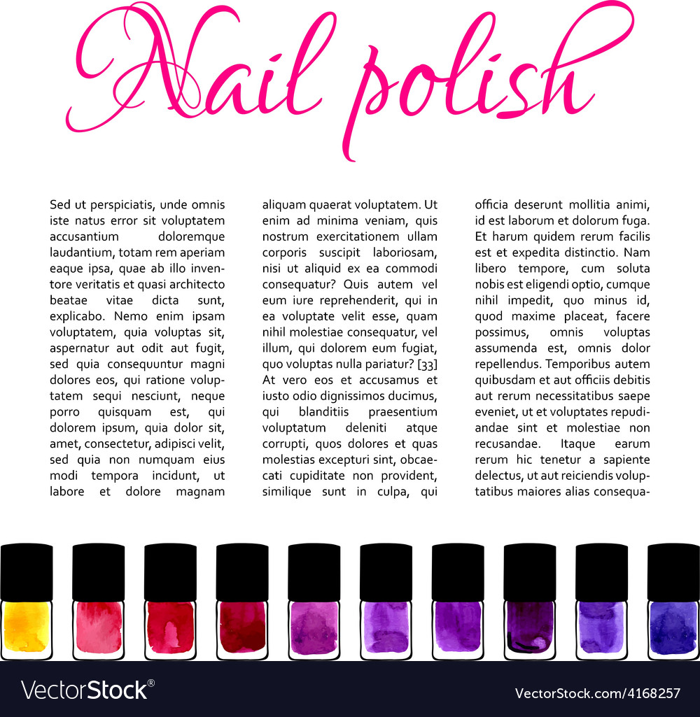 Background with watercolor painted nail polishes Vector Image