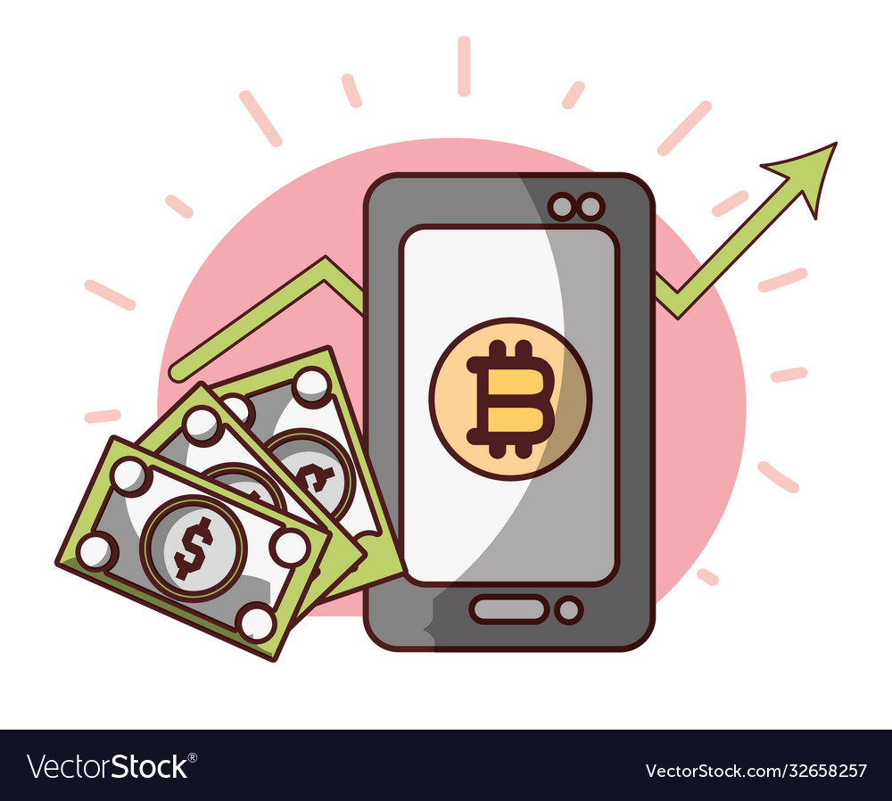 Bitcoin smartphone banknote dollar cryptocurrency