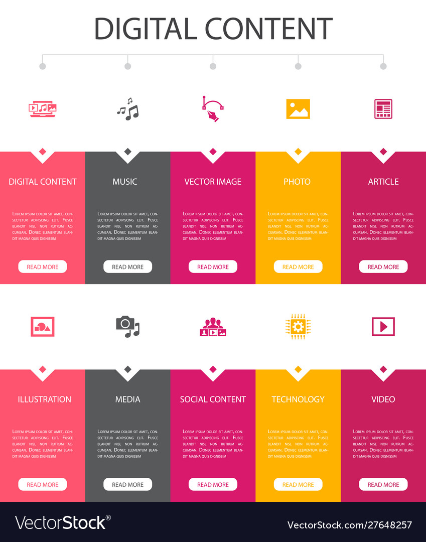 Digital content infographic 10 option ui design