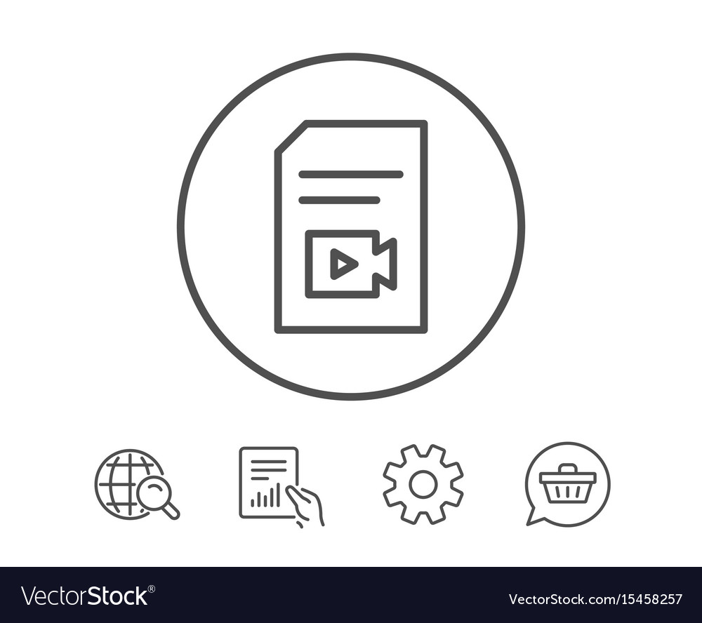 Document with video line icon vlog file sign