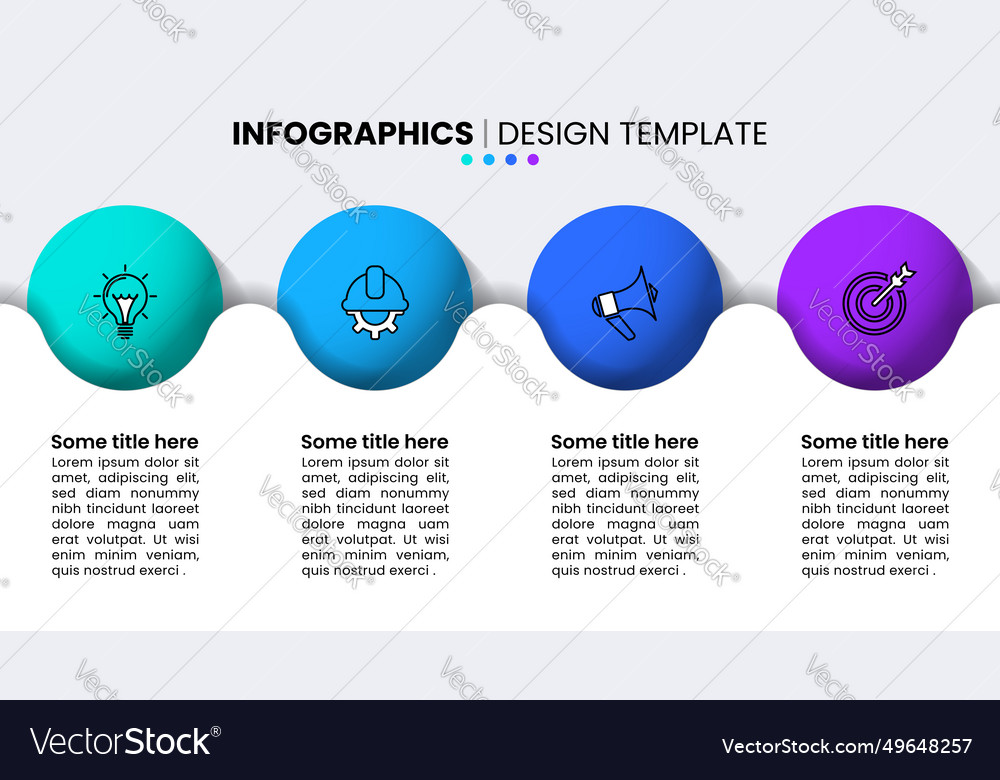 Infographic template 4 steps with icons in a row
