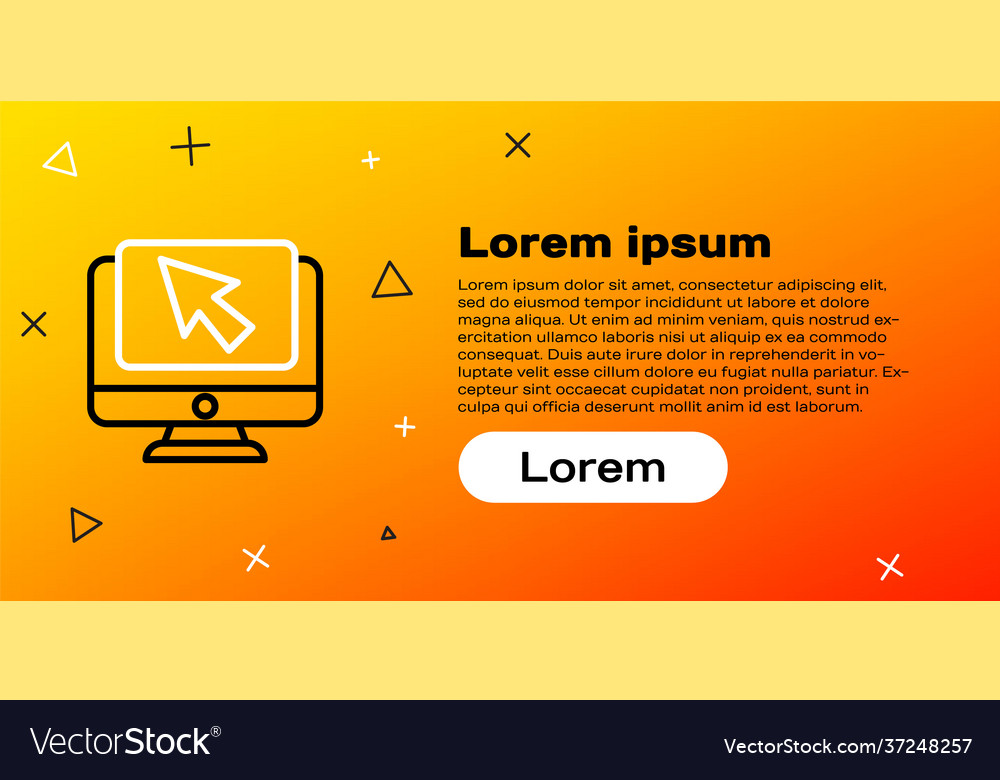 Line computer monitor and cursor icon isolated vector image Line computer monitor and cursor icon isolated